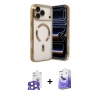 MARSİLYAN™- iPhone 17 Pro Max Kılıf Nova Işık Özel Seri - Siyah Bilvis 5in1 5D Magic Hayalet Cam Ekran Koruyucu + Bilvis Titan Kamera Lens - NLGY