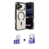 MARSİLYAN™- iPhone 17 Pro Max Kılıf Nova Işık Özel Seri - Siyah Bilvis 5in1 5D Magic Hayalet Cam Ekran Koruyucu + Bilvis Titan Kamera Lens - LT
