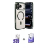 MARSİLYAN™- iPhone 17 Pro Max Kılıf Nova Işık Özel Seri - Siyah Bilvis 5in1 5D Magic Hayalet Cam Ekran Koruyucu + Bilvis Titan Kamera Lens - GS