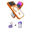 MARSİLYAN™- iPhone 17 Pro Max Kılıf Nova Yansıma Serisi - Siyah Bilvis 5in1 3D Magic Cam Ekran Koruyucu + Turuncu Bilvis Titan Kamera Lens
