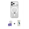 MARSİLYAN™- iPhone 17 Pro Max Kılıf Pusula Form Özel Seri - Şeffaf Pasifik Cam Ekran Koruyucu + Bilvis Titan Kamera Lens - LT