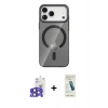 MARSİLYAN™- iPhone 17 Pro Max Kılıf Pusula Form Özel Seri - Şeffaf Pasifik Cam Ekran Koruyucu + Bilvis Titan Kamera Lens - LT