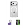 MARSİLYAN™- iPhone 17 Pro Max Kılıf Pusula Form Özel Seri - Siyah 360 Mat Full Body Arka Koruyucu + Turuncu Bilvis Titan Kamera Lens