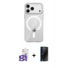 MARSİLYAN™- iPhone 17 Pro Max Kılıf Pusula Form Özel Seri - Siyah 3D Antistatik Hayalet Cam Ekran Koruyucu + Bilvis Titan Kamera Lens - TU