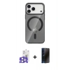 MARSİLYAN™- iPhone 17 Pro Max Kılıf Pusula Form Özel Seri - Siyah 3D Antistatik Hayalet Cam Ekran Koruyucu + Bilvis Titan Kamera Lens - GS