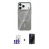 MARSİLYAN™- iPhone 17 Pro Max Kılıf Pusula Form Özel Seri - Siyah 3D Antistatik Hayalet Cam Ekran Koruyucu + Bilvis Titan Kamera Lens - NLGY