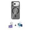 MARSİLYAN™- iPhone 17 Pro Max Kılıf Pusula Form Özel Seri - Siyah 3D Antistatik Seramik Nano Ekran Koruyucu + Bilvis Titan Kamera Lens - GS