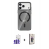 MARSİLYAN™- iPhone 17 Pro Max Kılıf Pusula Form Özel Seri - Siyah Bilvis 3D Cam Ekran Koruyucu + Bilvis Titan Kamera Lens - LT