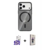 MARSİLYAN™- iPhone 17 Pro Max Kılıf Pusula Form Özel Seri - Siyah Bilvis 3D Cam Ekran Koruyucu + Bilvis Titan Kamera Lens - TU