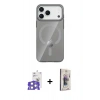 MARSİLYAN™- iPhone 17 Pro Max Kılıf Pusula Form Özel Seri - Siyah Bilvis 3D Cam Ekran Koruyucu + Gümüş Bilvis Titan Kamera Lens