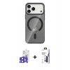 MARSİLYAN™- iPhone 17 Pro Max Kılıf Pusula Form Özel Seri - Siyah Bilvis 3X AR Hayalet Cam Ekran Koruyucu + Bilvis Titan Kamera Lens - LT
