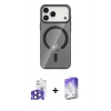 MARSİLYAN™- iPhone 17 Pro Max Kılıf Pusula Form Özel Seri - Siyah Bilvis 5in1 3D Magic Cam Ekran Koruyucu + Lacivert Bilvis Titan Kamera Lens