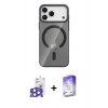 MARSİLYAN™- iPhone 17 Pro Max Kılıf Pusula Form Özel Seri - Siyah Bilvis 5in1 3D Magic Cam Ekran Koruyucu + Bilvis Titan Kamera Lens - NLGY