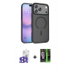 MARSİLYAN™- iPhone 17 Pro Max Kılıf Siluet Minimal Prime - Siyah 360 Mat Full Body Arka Koruyucu + Bilvis Titan Kamera Lens - LT