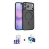 MARSİLYAN™- iPhone 17 Pro Max Kılıf Siluet Minimal Prime - Siyah 3D Antistatik Cam Ekran Koruyucu + Bilvis Titan Kamera Lens - NLGY