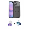 MARSİLYAN™- iPhone 17 Pro Max Kılıf Siluet Minimal Prime - Siyah 3D Antistatik Cam Ekran Koruyucu + Bilvis Titan Kamera Lens - TU
