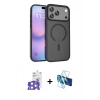 MARSİLYAN™- iPhone 17 Pro Max Kılıf Siluet Minimal Prime - Siyah 3D Antistatik Seramik Nano Ekran Koruyucu + Bilvis Titan Kamera Lens - GS