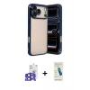 MARSİLYAN™- iPhone 17 Pro Max Kılıf Vadi Minimal - Şeffaf Pasifik Cam Ekran Koruyucu + Lacivert Bilvis Titan Kamera Lens