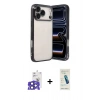 MARSİLYAN™- iPhone 17 Pro Max Kılıf Vadi Minimal - Şeffaf Pasifik Cam Ekran Koruyucu + Lacivert Bilvis Titan Kamera Lens