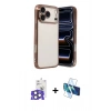 MARSİLYAN™- iPhone 17 Pro Max Kılıf Vadi Minimal - Siyah 3D Antistatik Cam Ekran Koruyucu + Bilvis Titan Kamera Lens - NLGY