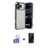MARSİLYAN™- iPhone 17 Pro Max Kılıf Vadi Minimal - Siyah 3D Antistatik Hayalet Cam Ekran Koruyucu + Bilvis Titan Kamera Lens - NLGY