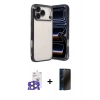 MARSİLYAN™- iPhone 17 Pro Max Kılıf Vadi Minimal - Siyah 3D Antistatik Hayalet Cam Ekran Koruyucu + Bilvis Titan Kamera Lens - NLGY