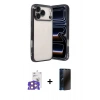 MARSİLYAN™- iPhone 17 Pro Max Kılıf Vadi Minimal - Siyah 3D Antistatik Hayalet Cam Ekran Koruyucu + Bilvis Titan Kamera Lens - TU