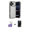 MARSİLYAN™- iPhone 17 Pro Max Kılıf Vadi Minimal - Siyah 3D Antistatik Hayalet Cam Ekran Koruyucu + Bilvis Titan Kamera Lens - TU