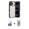MARSİLYAN™- iPhone 17 Pro Max Kılıf Vadi Minimal - Siyah Bilvis 3D Cam Ekran Koruyucu + Lacivert Bilvis Titan Kamera Lens