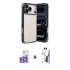 MARSİLYAN™- iPhone 17 Pro Max Kılıf Vadi Minimal - Siyah Bilvis 3X AR Hayalet Cam Ekran Koruyucu + Bilvis Titan Kamera Lens - TU