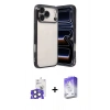 MARSİLYAN™- iPhone 17 Pro Max Kılıf Vadi Minimal - Siyah Bilvis 5in1 3D Magic Cam Ekran Koruyucu + Natural Grey Bilvis Titan Kamera Lens