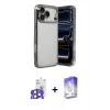 MARSİLYAN™- iPhone 17 Pro Max Kılıf Vadi Minimal - Siyah Bilvis 5in1 3D Magic Cam Ekran Koruyucu + Natural Grey Bilvis Titan Kamera Lens