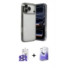 MARSİLYAN™- iPhone 17 Pro Max Kılıf Vadi Minimal - Siyah Bilvis 5in1 5D Magic Hayalet Cam Ekran Koruyucu + Lacivert Bilvis Titan Kamera Lens