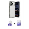 MARSİLYAN™- iPhone 17 Pro Max Kılıf Vadi Minimal - Siyah Bilvis 5in1 5D Magic Hayalet Cam Ekran Koruyucu + Lacivert Bilvis Titan Kamera Lens