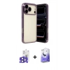 MARSİLYAN™- iPhone 17 Pro Max Kılıf Vadi Minimal - Siyah Bilvis 5in1 5D Magic Hayalet Cam Ekran Koruyucu + Lacivert Bilvis Titan Kamera Lens