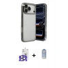 MARSİLYAN™- iPhone 17 Pro Max Kılıf Vadi Minimal - Siyah Joko Magic 5D Cam + Natural Grey Bilvis Titan Kamera Lens