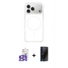 MARSİLYAN™- iPhone 17 Pro Max Kılıf Yankı Minimal Serisi - Siyah 3D Antistatik Hayalet Cam Ekran Koruyucu + Bilvis Titan Kamera Lens - TU