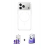 MARSİLYAN™- iPhone 17 Pro Max Kılıf Yankı Minimal Serisi - Siyah Bilvis 5in1 5D Magic Hayalet Cam Ekran Koruyucu + Bilvis Titan Kamera Lens - TU