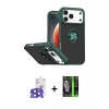 MARSİLYAN™- iPhone 17 Pro Max Kılıf Yörünge Çizgi - Siyah 360 Mat Full Body Arka Koruyucu + Bilvis Titan Kamera Lens - LT