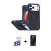 MARSİLYAN™- iPhone 17 Pro Max Kılıf Yörünge Çizgi - Siyah 3D Antistatik Hayalet Cam Ekran Koruyucu + Bilvis Titan Kamera Lens - LT