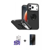 MARSİLYAN™- iPhone 17 Pro Max Kılıf Yörünge Çizgi - Siyah 3D Antistatik Hayalet Cam Ekran Koruyucu + Bilvis Titan Kamera Lens - LT