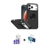 MARSİLYAN™- iPhone 17 Pro Max Kılıf Yörünge Çizgi - Siyah 3D Antistatik Seramik Nano Ekran Koruyucu + Bilvis Titan Kamera Lens - GS