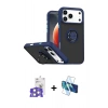 MARSİLYAN™- iPhone 17 Pro Max Kılıf Yörünge Çizgi - Siyah 3D Antistatik Seramik Nano Ekran Koruyucu + Bilvis Titan Kamera Lens - GS