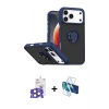MARSİLYAN™- iPhone 17 Pro Max Kılıf Yörünge Çizgi - Siyah 3D Antistatik Seramik Nano Ekran Koruyucu + Bilvis Titan Kamera Lens - NLGY