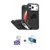 MARSİLYAN™- iPhone 17 Pro Max Kılıf Yörünge Çizgi - Siyah 3D Antistatik Seramik Nano Ekran Koruyucu + Bilvis Titan Kamera Lens - NLGY