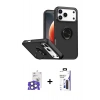 MARSİLYAN™- iPhone 17 Pro Max Kılıf Yörünge Çizgi - Siyah Bilvis 3X AR Hayalet Cam Ekran Koruyucu + Bilvis Titan Kamera Lens - NLGY