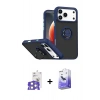 MARSİLYAN™- iPhone 17 Pro Max Kılıf Yörünge Çizgi - Siyah Bilvis 5in1 5D Magic Hayalet Cam Ekran Koruyucu + Bilvis Titan Kamera Lens - GS