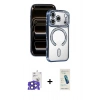 MARSİLYAN™- iPhone 17 Pro Max Kılıf Zirve Doku Prime - Şeffaf Pasifik Cam Ekran Koruyucu + Lacivert Bilvis Titan Kamera Lens