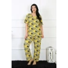 MARSiLYAN- Kadın 5XL-6XL-7XL-8XL Büyük Beden Kısa Kol Pijama Takım Sarı