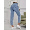 MARSiLYAN- Kadın Açık Mavi Yırtık Mom Fit Kot Pantolon